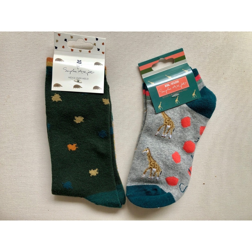 New Sophie Allport set of 2 Hedgehog & Giraffe Sock Set
